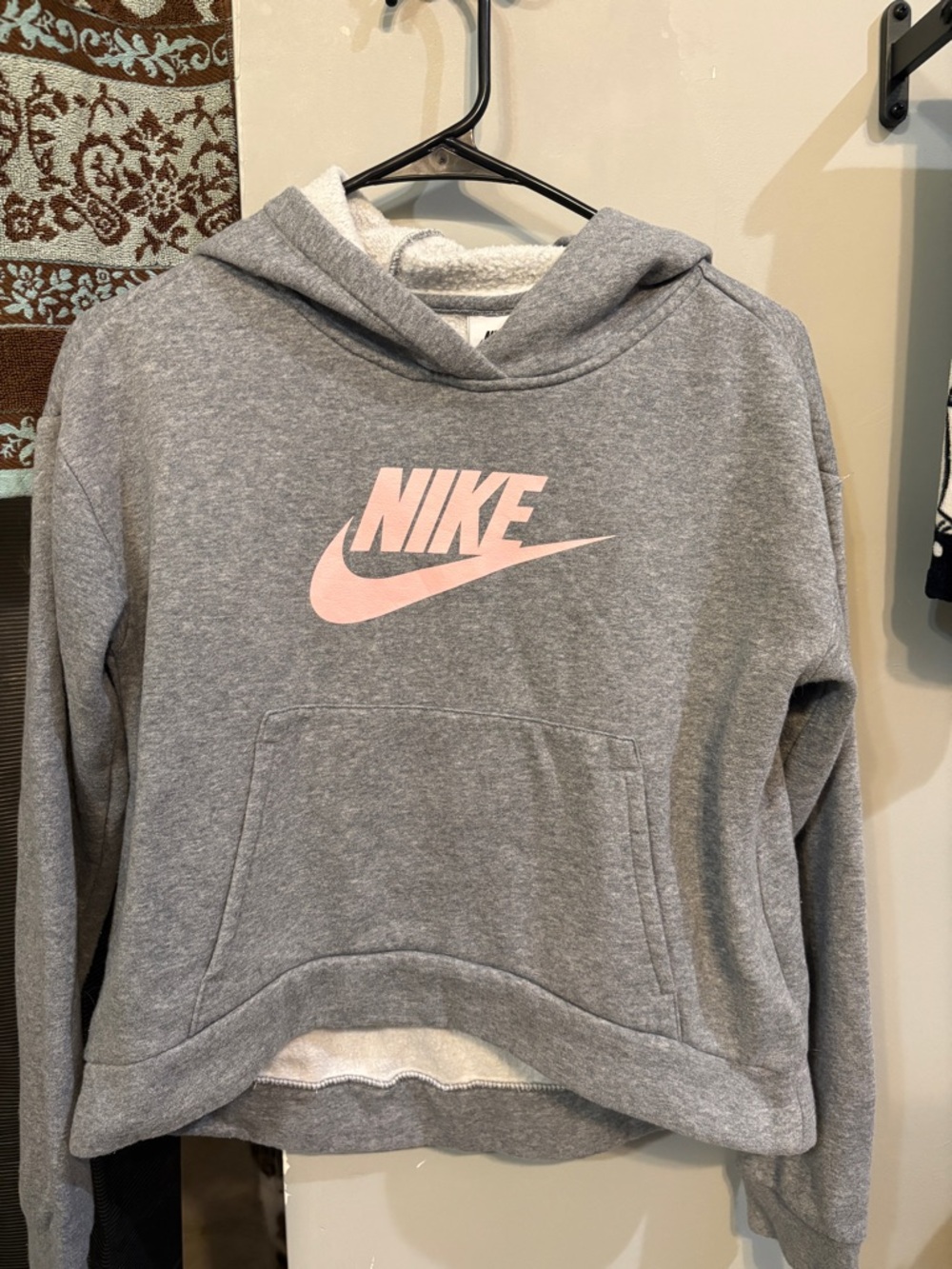 Nike Grey Hoodie with Pink Swoosh